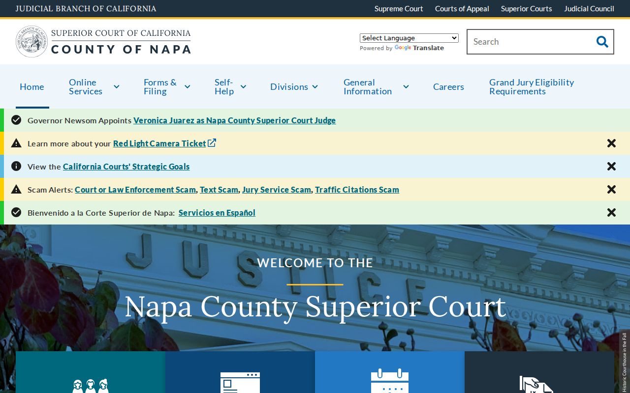 Napa County criminal history Superior Court official homepage
