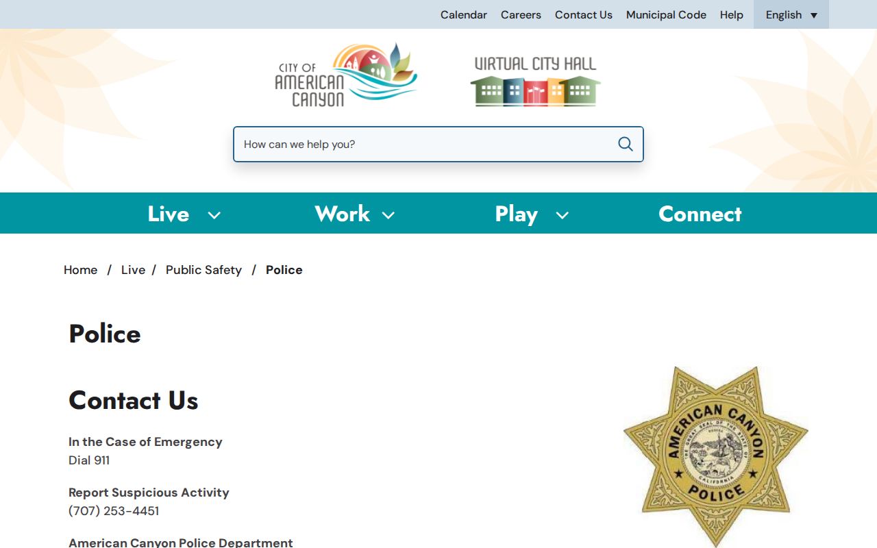 American Canyon criminal records Police Department request page