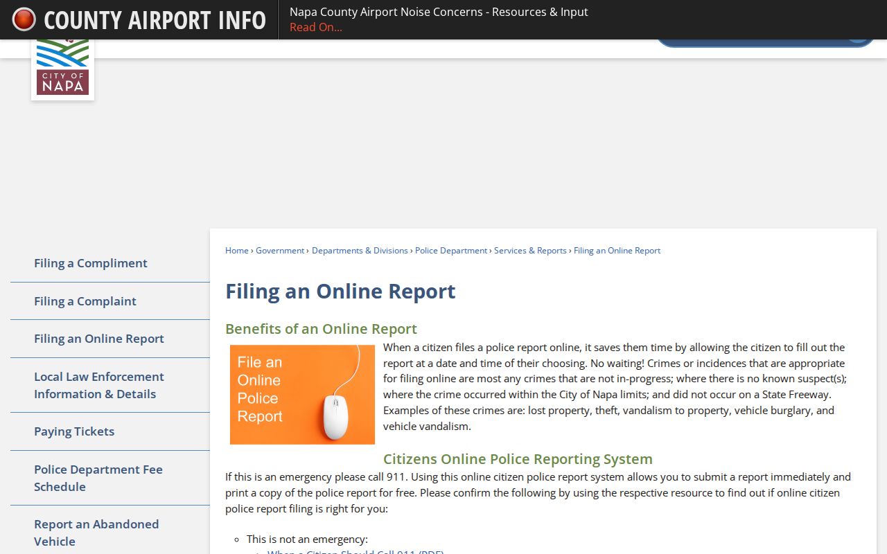 Napa criminal records online citizen police reporting